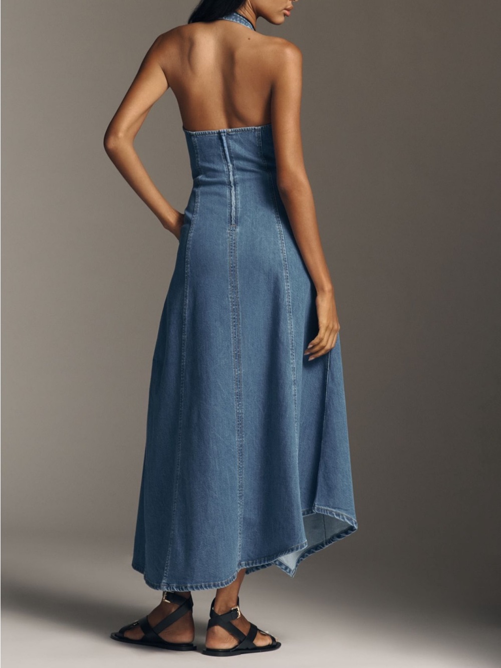 SOVERE Elodie Halter-Neck Denim Maxi Dress - Picture 3 of 9
